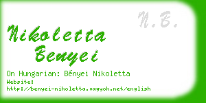 nikoletta benyei business card