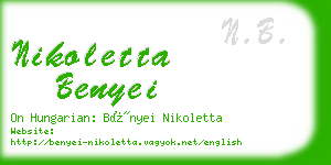 nikoletta benyei business card